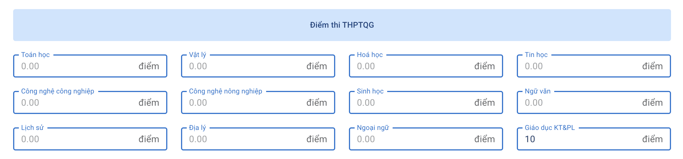 Hướng dẫn sử dụng công cụ tính điểm