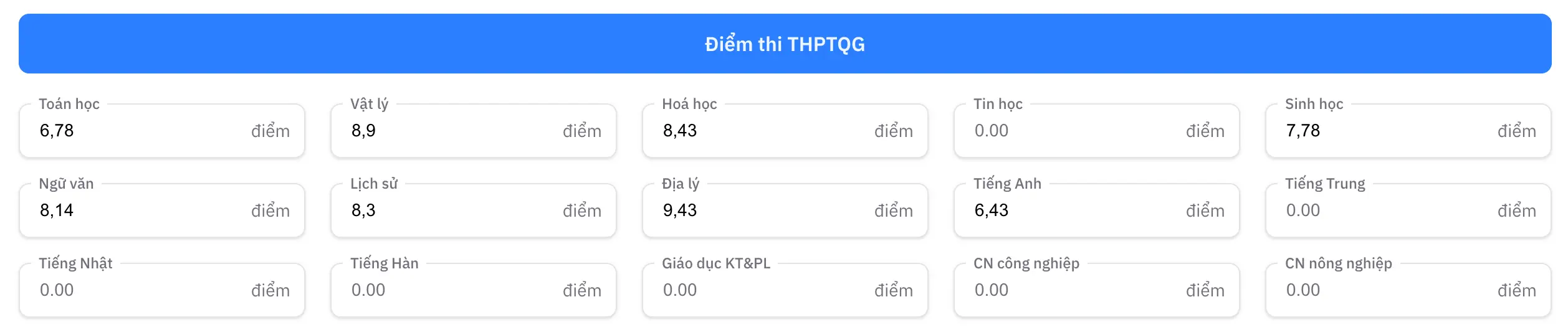 Hướng dẫn sử dụng công cụ tính điểm