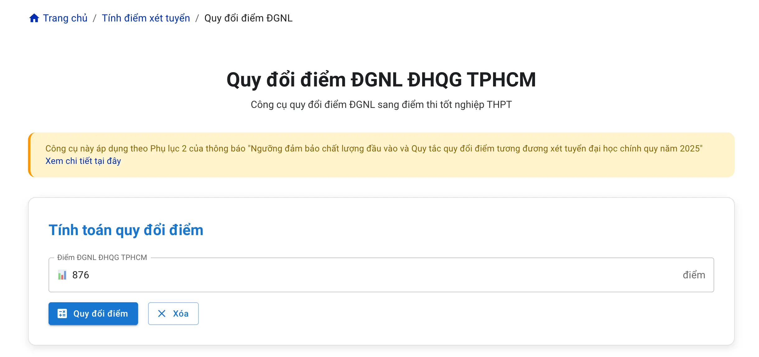 Hướng dẫn sử dụng công cụ tính điểm
