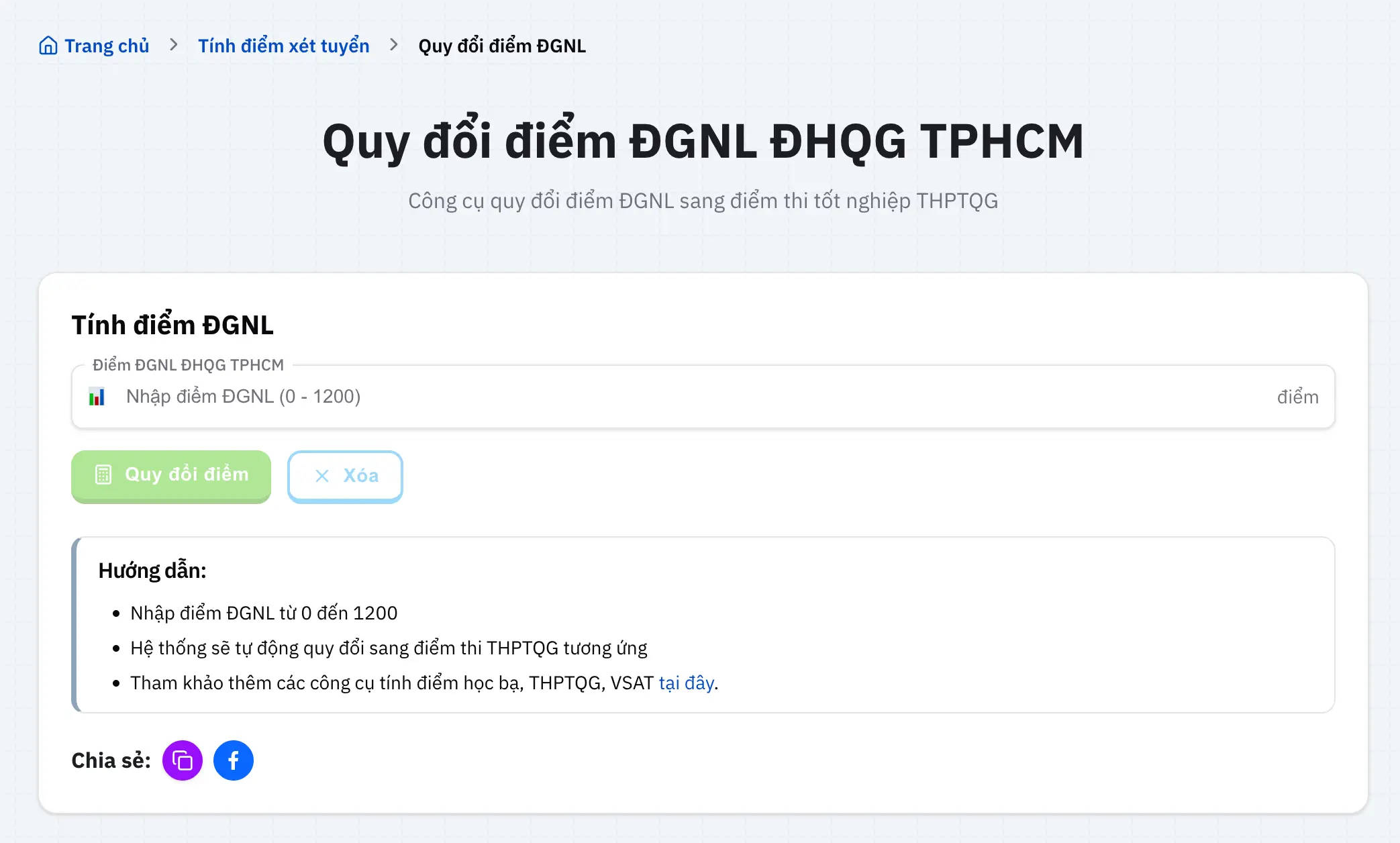 Hướng dẫn sử dụng công cụ tính điểm
