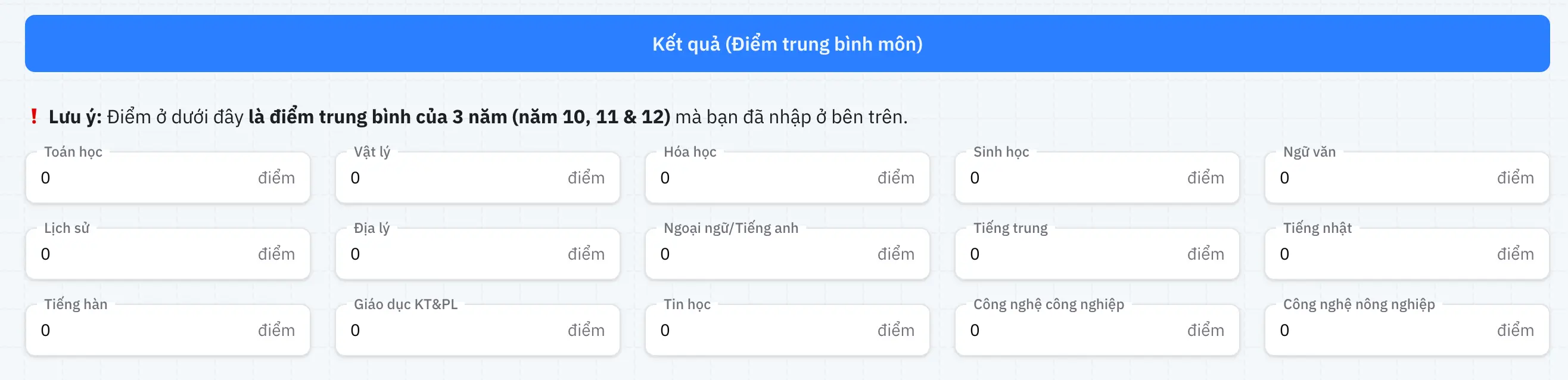 Xem điểm trung bình môn