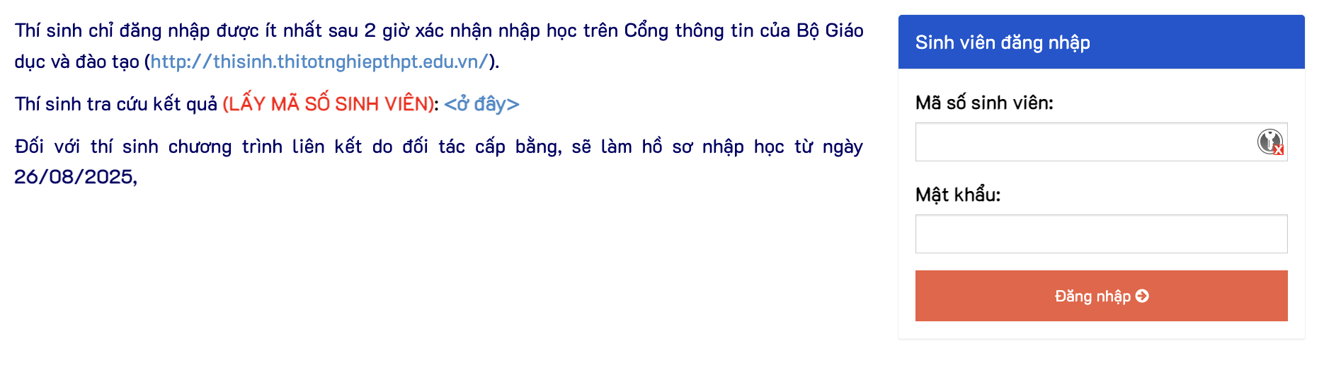 Hướng dẫn đăng ký nhập học trực tuyến