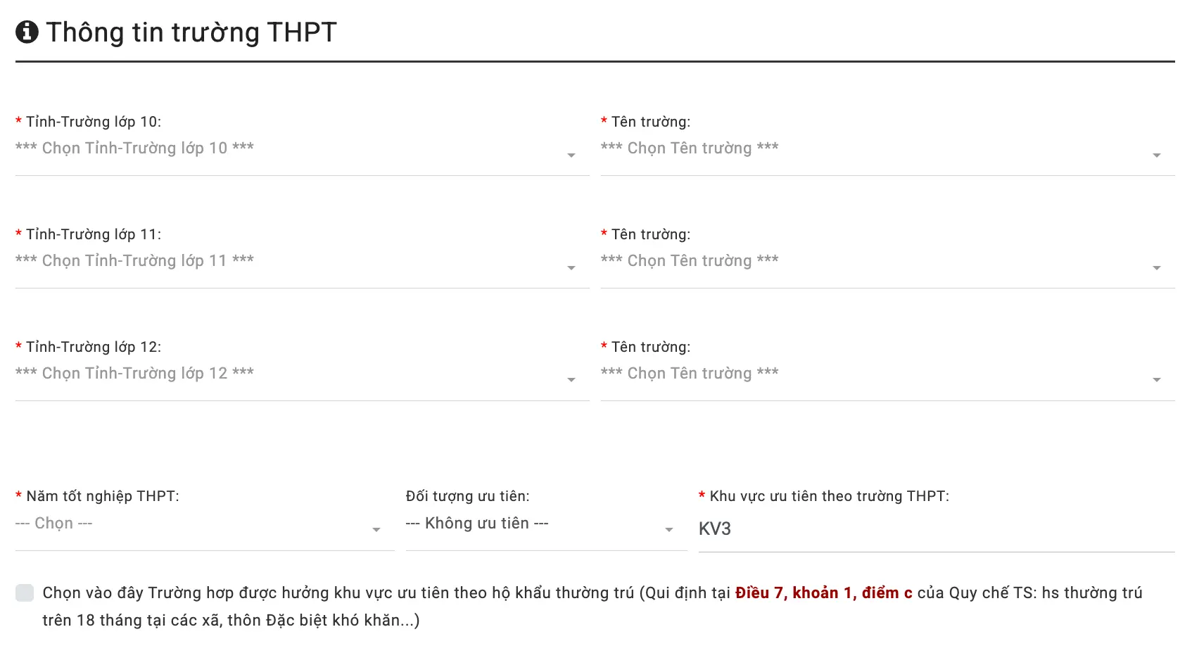 Hướng dẫn xét tuyển học bạ
thpt