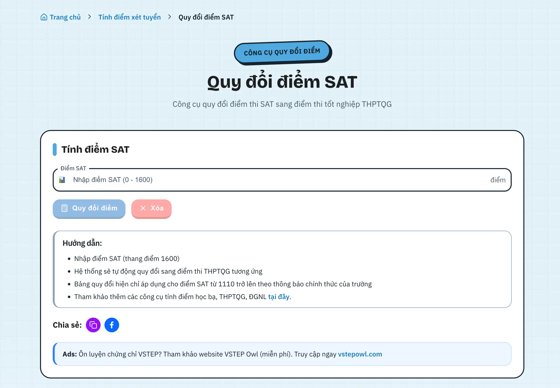 Hướng dẫn sử dụng công cụ tính điểm