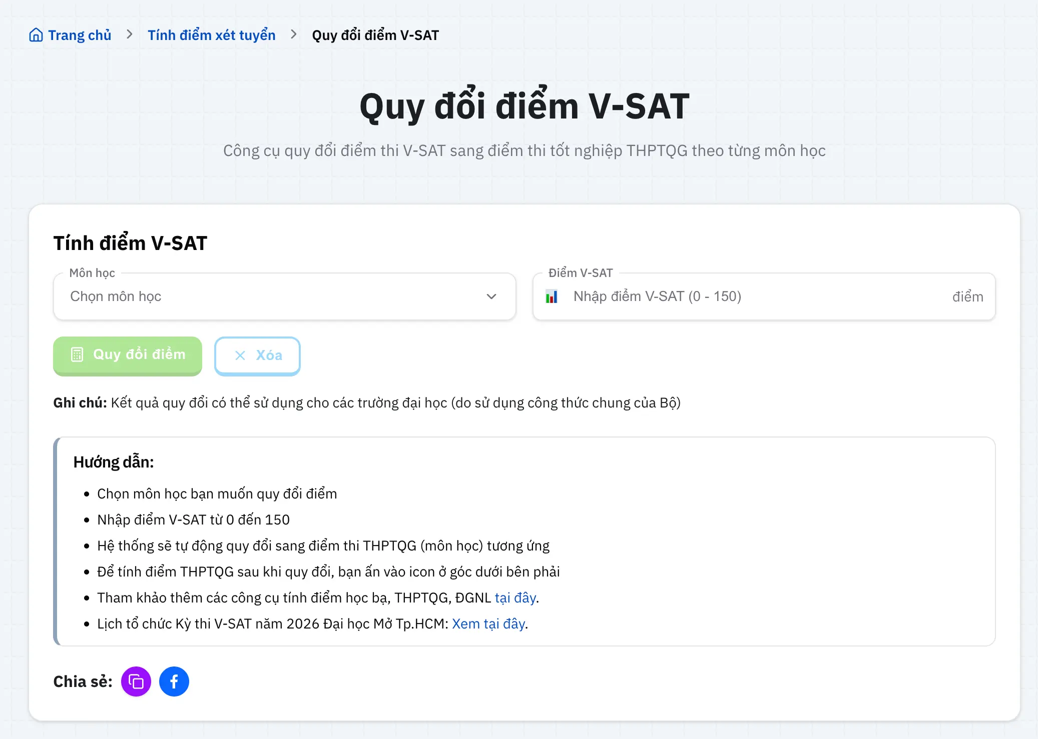 Hướng dẫn sử dụng công cụ tính điểm