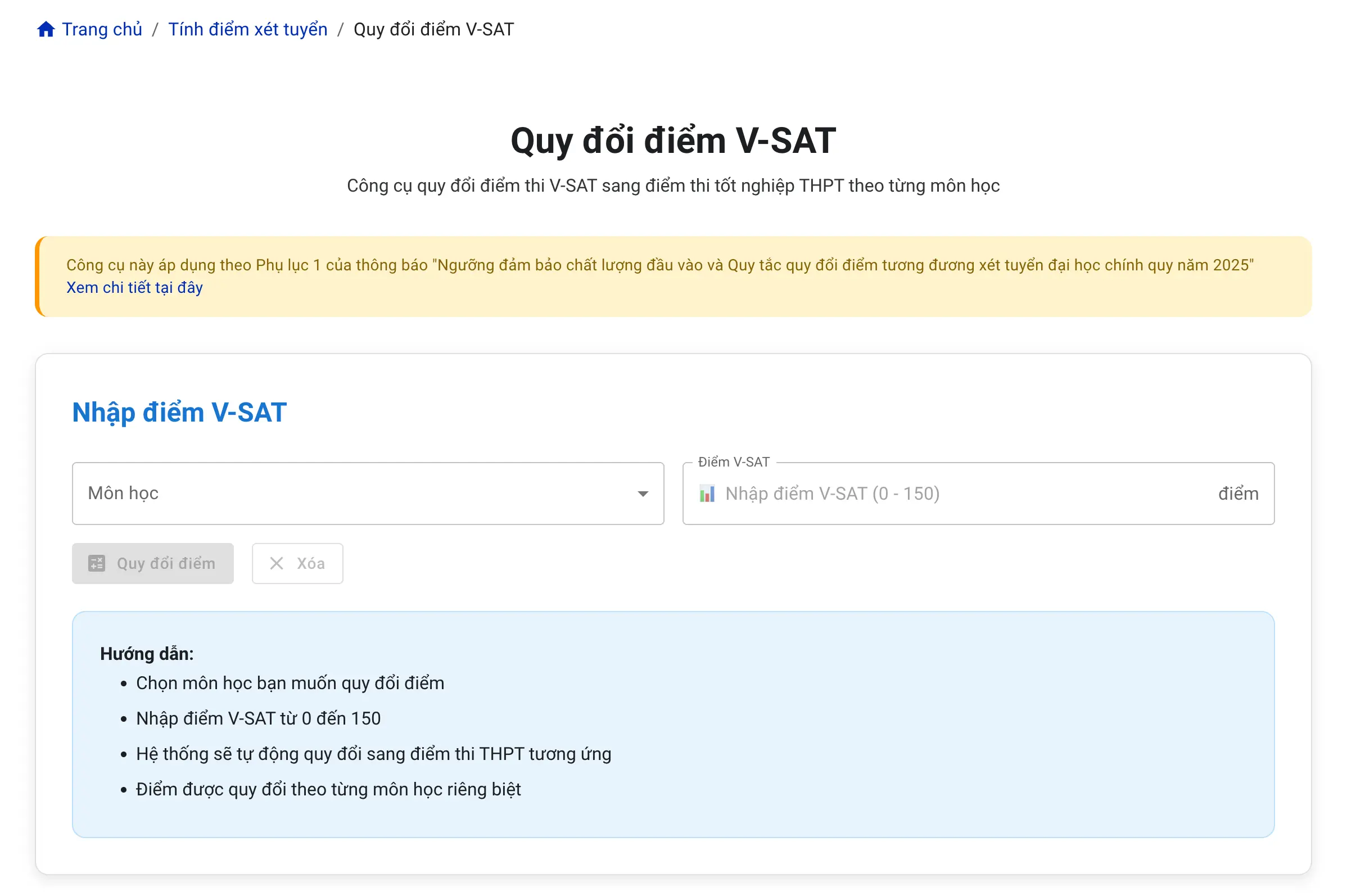 Hướng dẫn sử dụng công cụ tính điểm