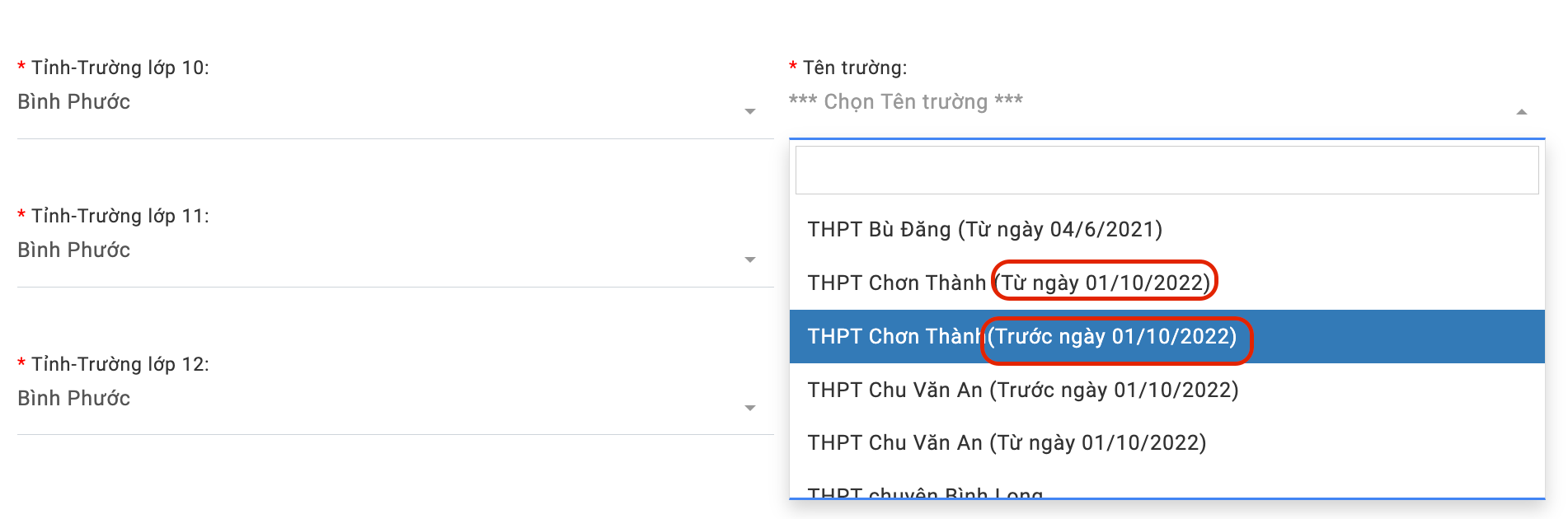 hướng dẫn chọn trường